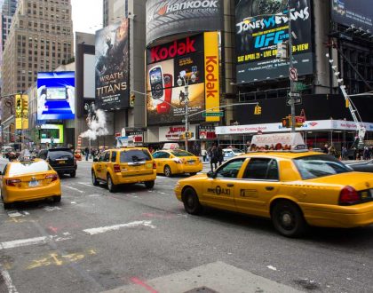 Traffic control test by New York Cabs